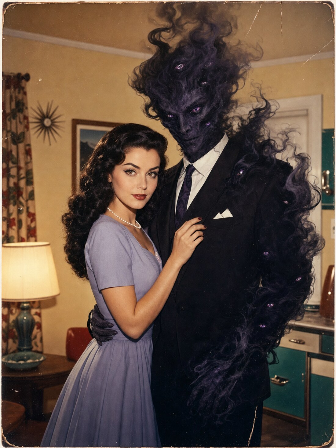1950s uncanny domestic scene